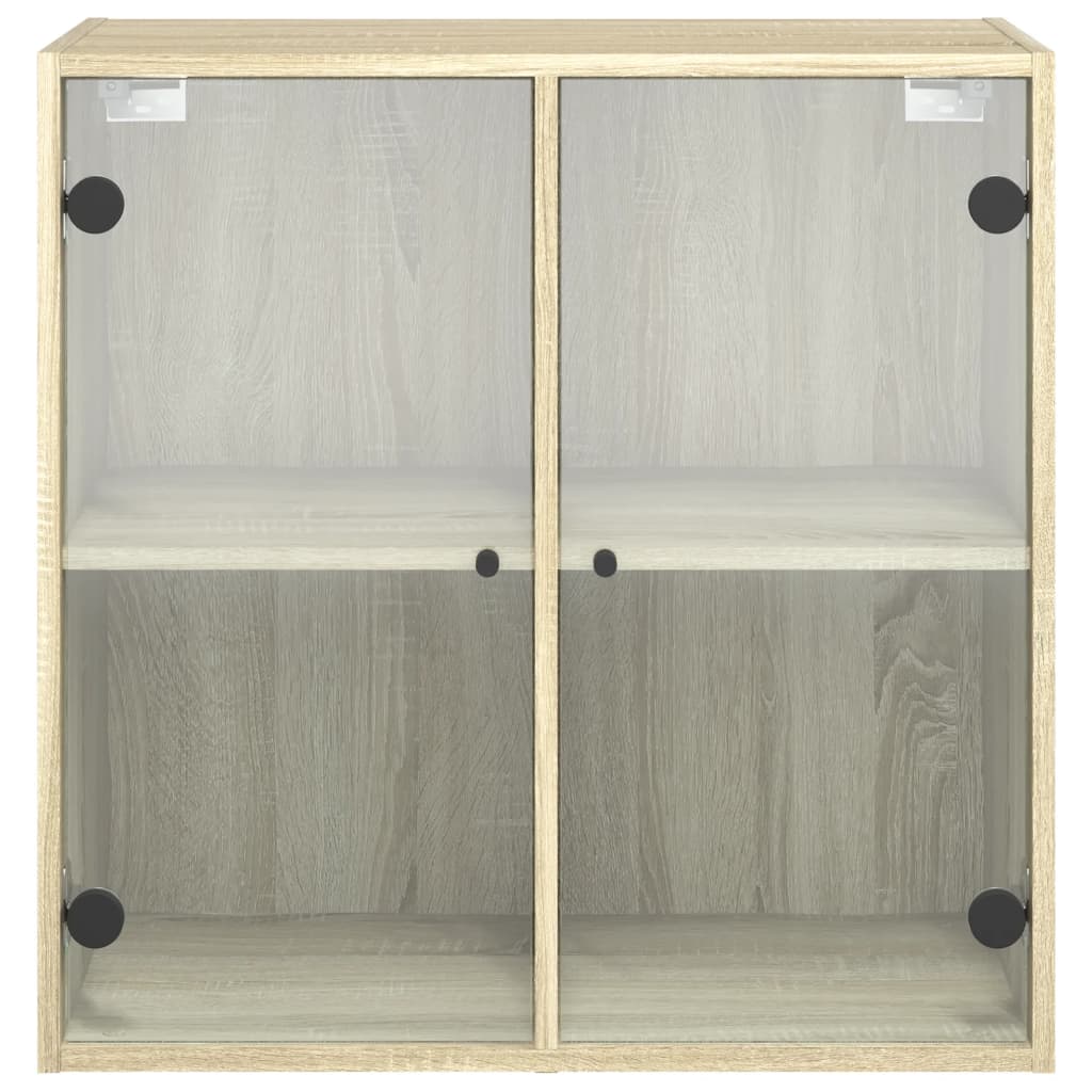 vidaXL Dulap de perete cu uși din sticlă, stejar sonoma, 68x37x68,5 cm