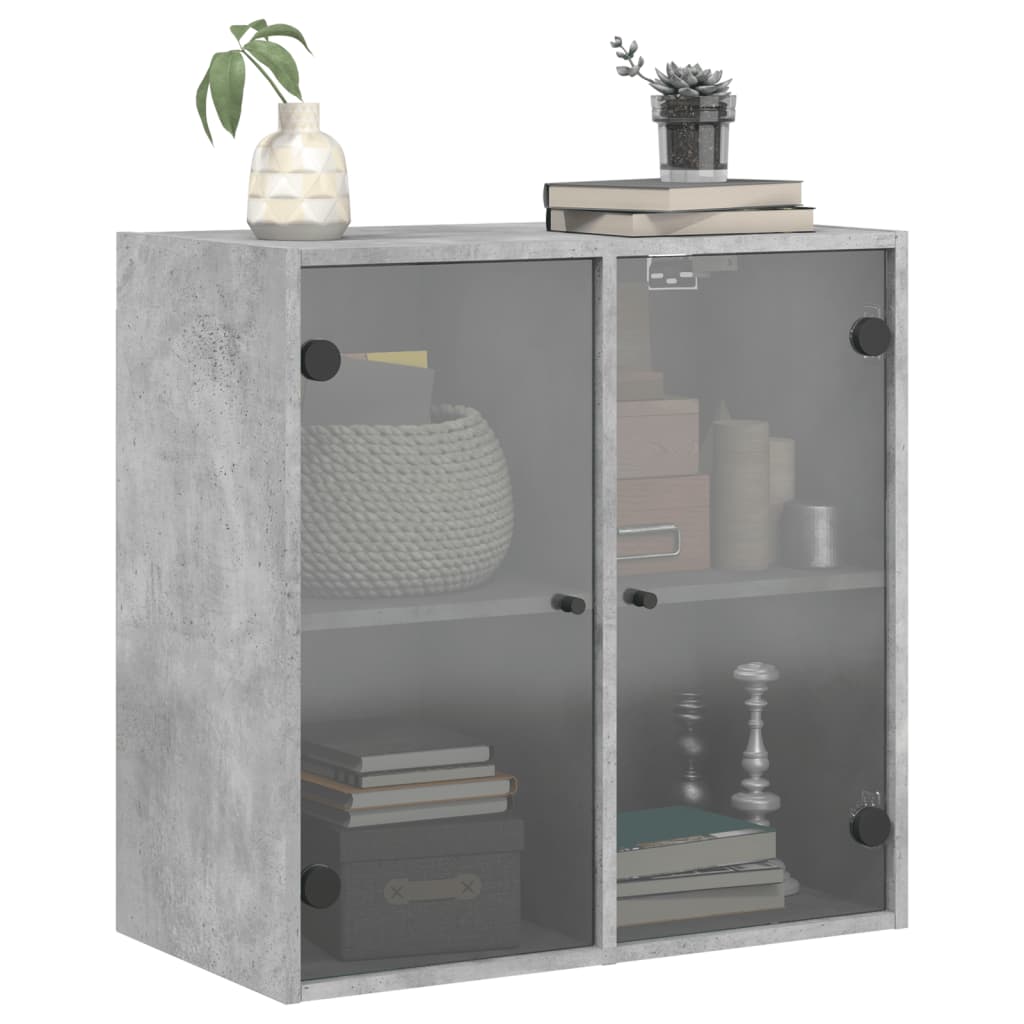 vidaXL Dulap de perete cu uși din sticlă, gri beton, 68x37x68,5 cm vidaXL Dulap de perete cu uși din sticlă, gri beton, 68x37x68,5 cm