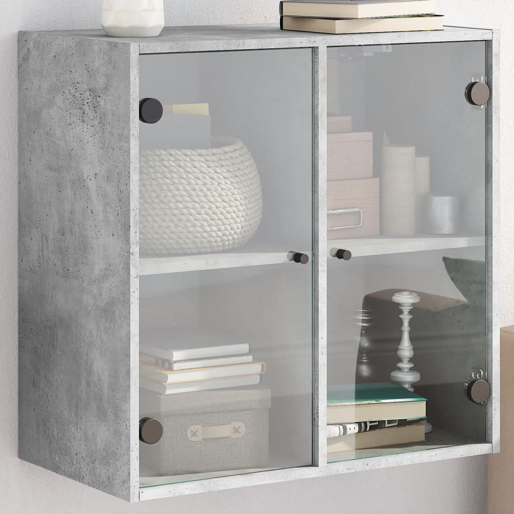 vidaXL Dulap de perete cu uși din sticlă, gri beton, 68x37x68,5 cm vidaXL Dulap de perete cu uși din sticlă, gri beton, 68x37x68,5 cm