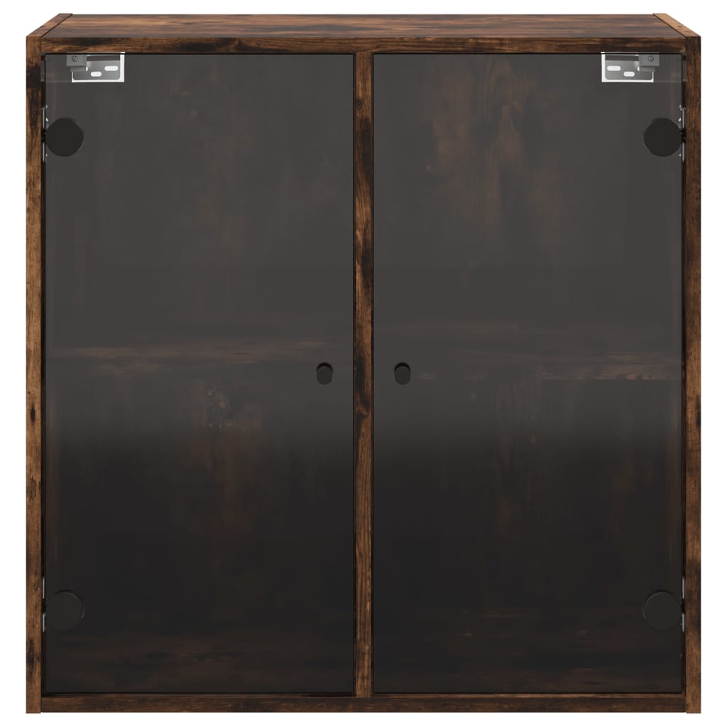 vidaXL Dulap de perete cu uși din sticlă, stejar fumuriu,68x37x68,5 cm vidaXL Dulap de perete cu uși din sticlă, stejar fumuriu,68x37x68,5 cm