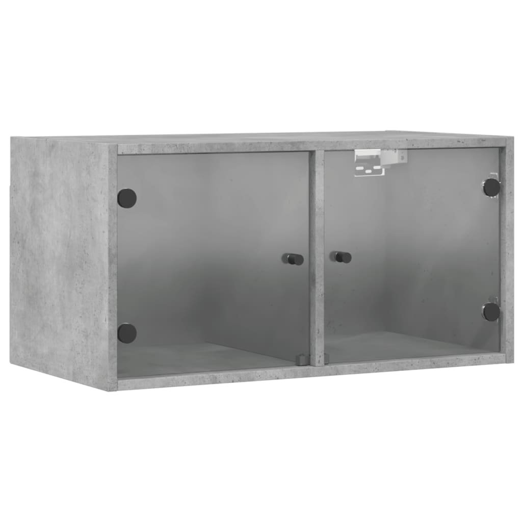 vidaXL Dulapuri de perete cu uși sticlă 2 buc. gri beton 68,5x37x35 cm vidaXL Dulapuri de perete cu uși sticlă 2 buc. gri beton 68,5x37x35 cm