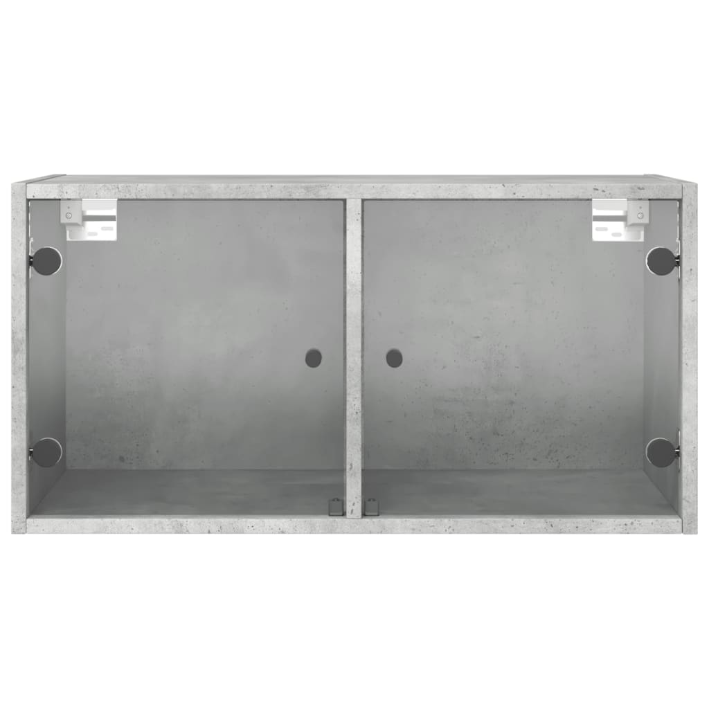 vidaXL Dulapuri de perete cu uși sticlă 2 buc. gri beton 68,5x37x35 cm vidaXL Dulapuri de perete cu uși sticlă 2 buc. gri beton 68,5x37x35 cm