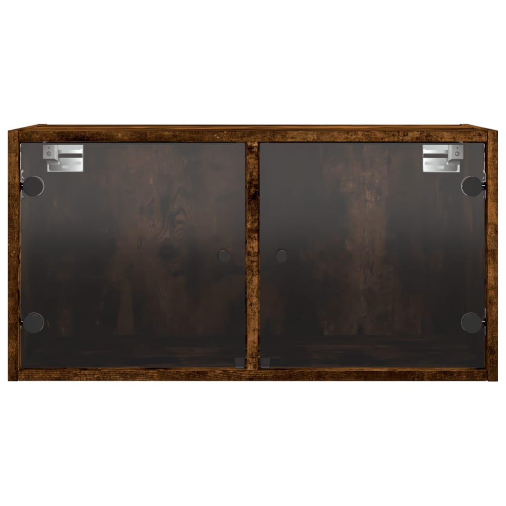 vidaXL Dulap de perete cu uși din sticlă, stejar fumuriu,68,5x37x35 cm