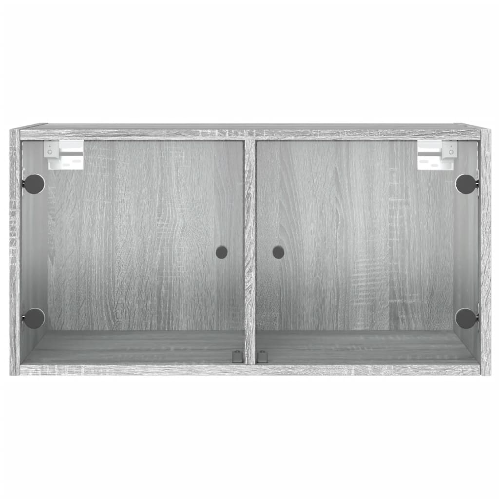 vidaXL Dulap de perete cu uși din sticlă, gri sonoma, 68,5x37x35 cm vidaXL Dulap de perete cu uși din sticlă, gri sonoma, 68,5x37x35 cm
