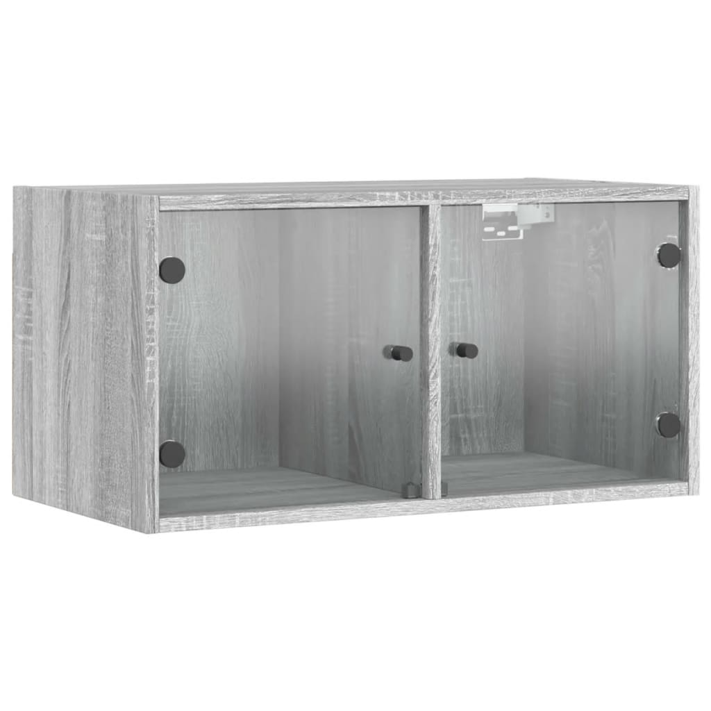 vidaXL Dulapuri de perete cu uși sticlă 2 buc. gri sonoma 68,5x37x35cm
