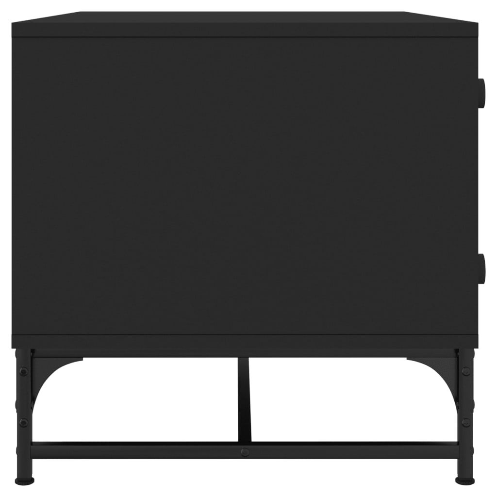 vidaXL Măsuță de cafea cu uși din sticlă, negru, 68,5x50x50 cm vidaXL Măsuță de cafea cu uși din sticlă, negru, 68,5x50x50 cm