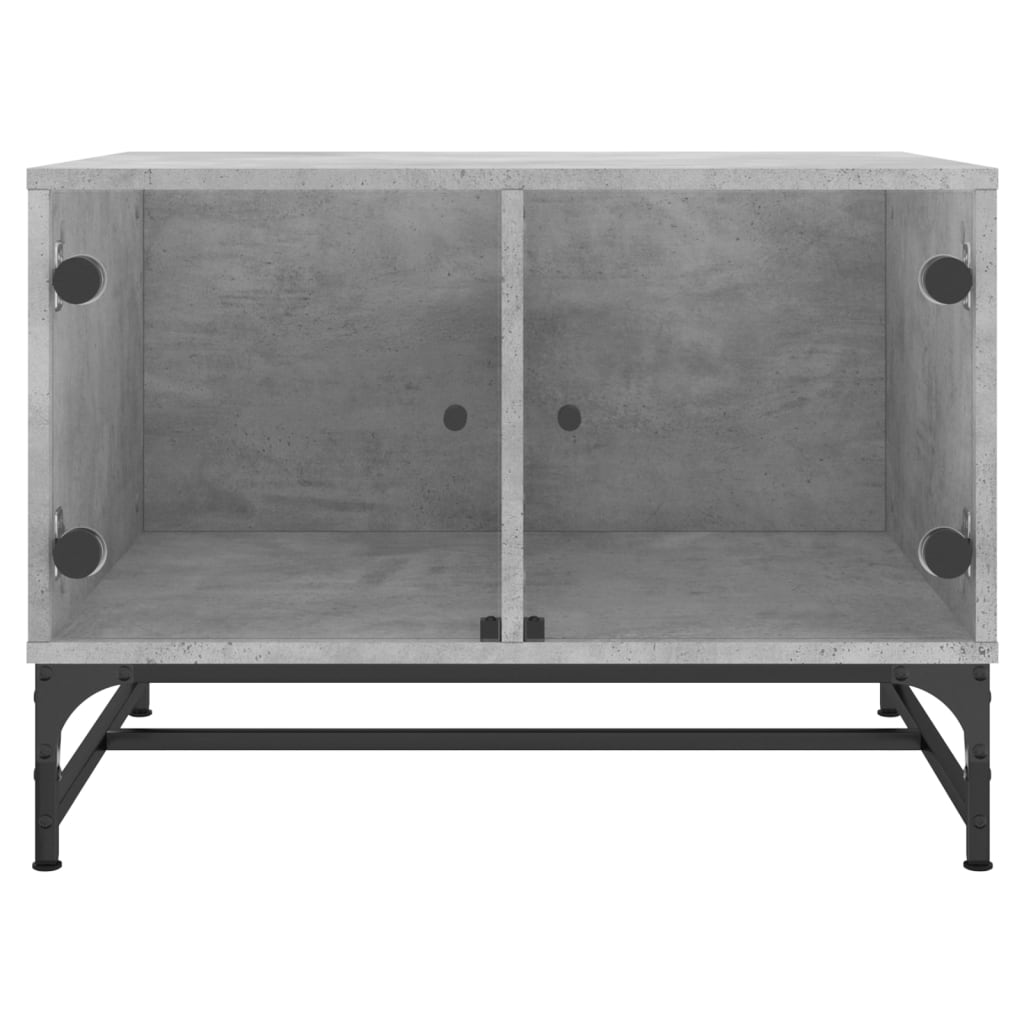 vidaXL Măsuță de cafea cu uși din sticlă, gri beton, 68,5x50x50 cm vidaXL Măsuță de cafea cu uși din sticlă, gri beton, 68,5x50x50 cm