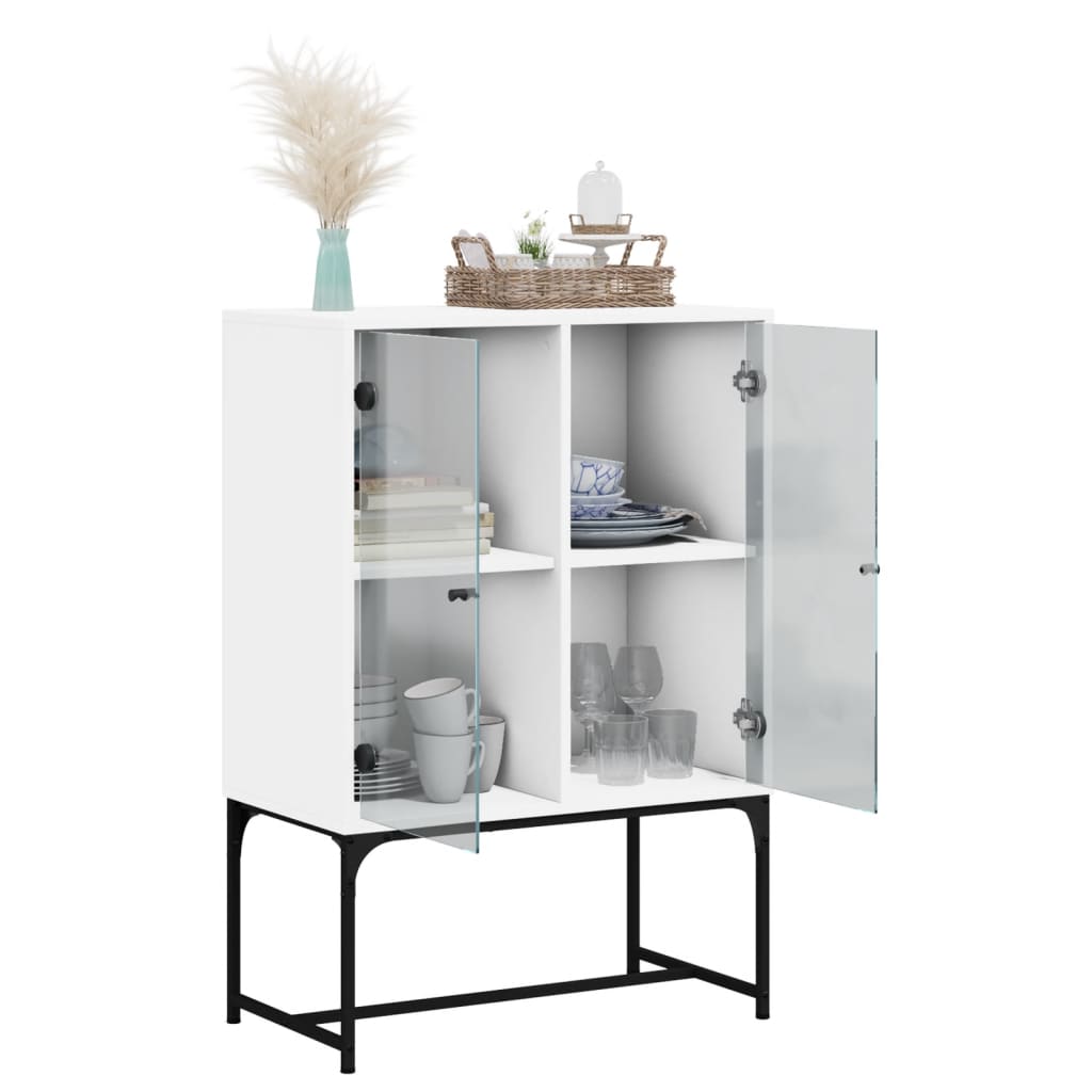 vidaXL Dulap lateral cu uși din sticlă, alb, 69x37x100 cm vidaXL Dulap lateral cu uși din sticlă, alb, 69x37x100 cm
