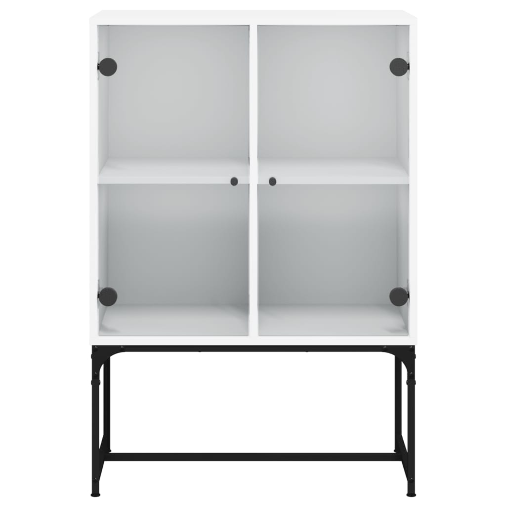 vidaXL Dulap lateral cu uși din sticlă, alb, 69x37x100 cm vidaXL Dulap lateral cu uși din sticlă, alb, 69x37x100 cm