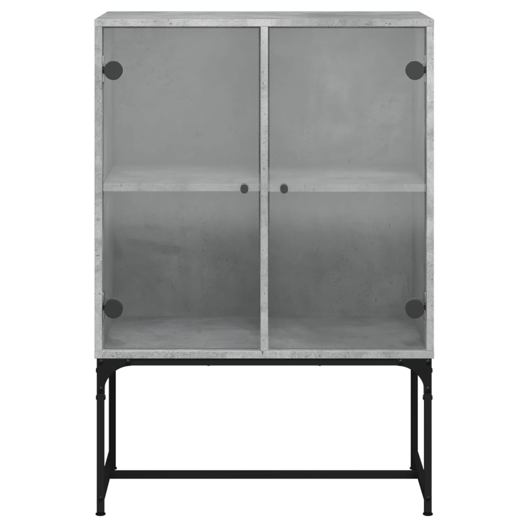 vidaXL Dulap lateral cu uși din sticlă, gri beton, 69x37x100 cm vidaXL Dulap lateral cu uși din sticlă, gri beton, 69x37x100 cm