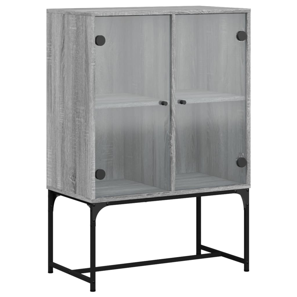 vidaXL Dulap lateral cu uși din sticlă, gri sonoma, 69x37x100 cm