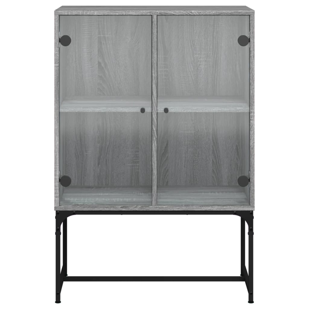 vidaXL Dulap lateral cu uși din sticlă, gri sonoma, 69x37x100 cm