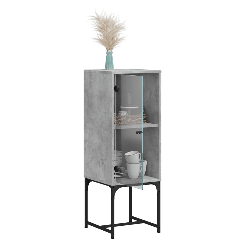vidaXL Dulap lateral cu uşă din sticlă, gri beton, 35x37x100 cm vidaXL Dulap lateral cu uşă din sticlă, gri beton, 35x37x100 cm