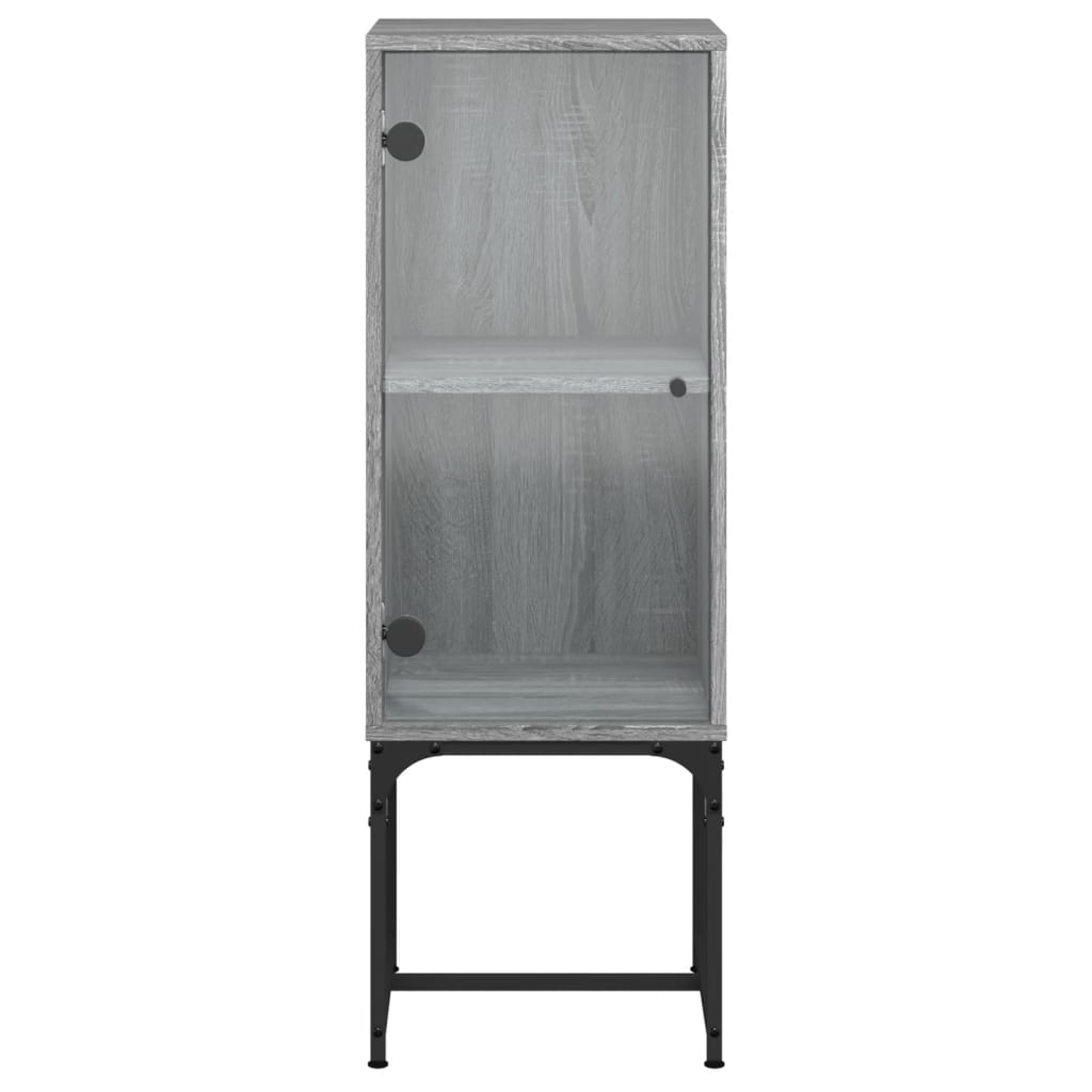 vidaXL Dulap lateral cu uşă din sticlă, gri sonoma, 35x37x100 cm