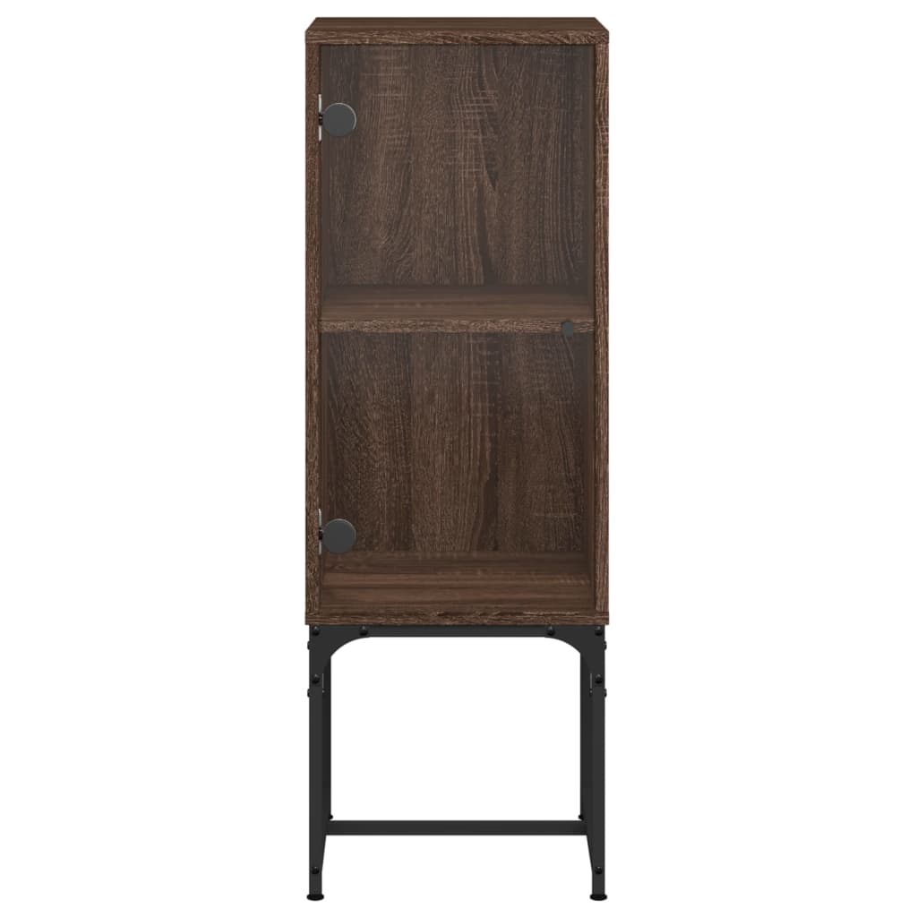 vidaXL Dulap lateral cu uşă din sticlă, stejar maro, 35x37x100 cm vidaXL Dulap lateral cu uşă din sticlă, stejar maro, 35x37x100 cm
