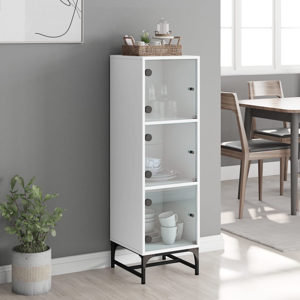 vidaXL Dulap cu uși din sticlă, alb, 35x37x120 cm vidaXL Dulap cu uși din sticlă, alb, 35x37x120 cm