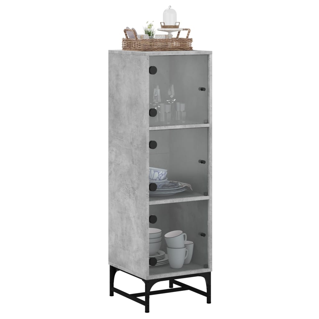 vidaXL Dulap cu uși din sticlă, gri beton, 35x37x120 cm