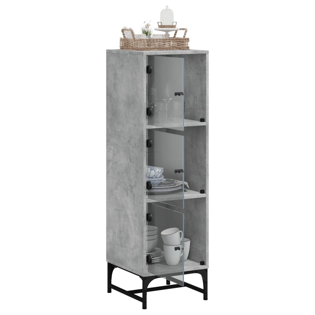 vidaXL Dulap cu uși din sticlă, gri beton, 35x37x120 cm