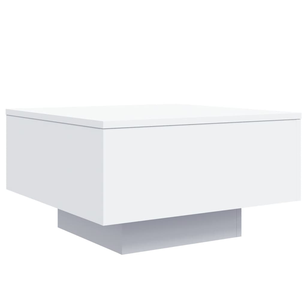 vidaXL Măsuță de cafea cu lumini LED, alb, 55x55x31 cm