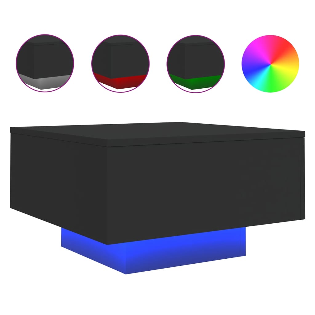 vidaXL Măsuță de cafea cu lumini LED, negru, 55x55x31 cm vidaXL Măsuță de cafea cu lumini LED, negru, 55x55x31 cm