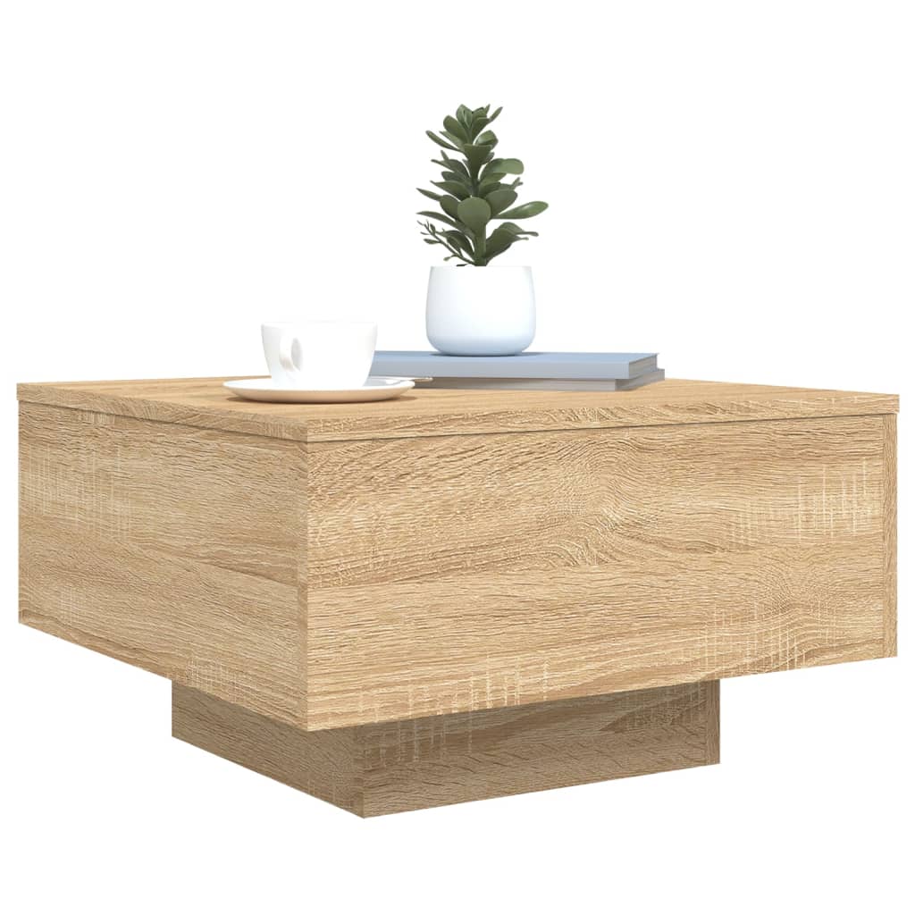 vidaXL Măsuță de cafea cu lumini LED, stejar sonoma, 55x55x31 cm vidaXL Măsuță de cafea cu lumini LED, stejar sonoma, 55x55x31 cm