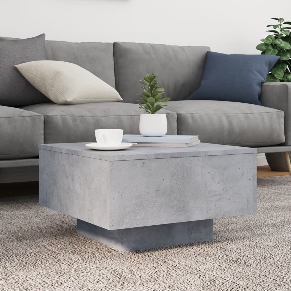 vidaXL Măsuță de cafea cu lumini LED, gri beton, 55x55x31 cm vidaXL Măsuță de cafea cu lumini LED, gri beton, 55x55x31 cm