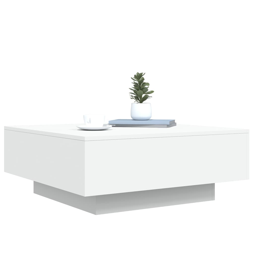 vidaXL Măsuță de cafea cu lumini LED, alb, 80x80x31 cm