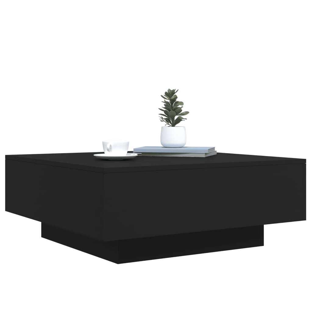 vidaXL Măsuță de cafea cu lumini LED, negru, 80x80x31 cm vidaXL Măsuță de cafea cu lumini LED, negru, 80x80x31 cm