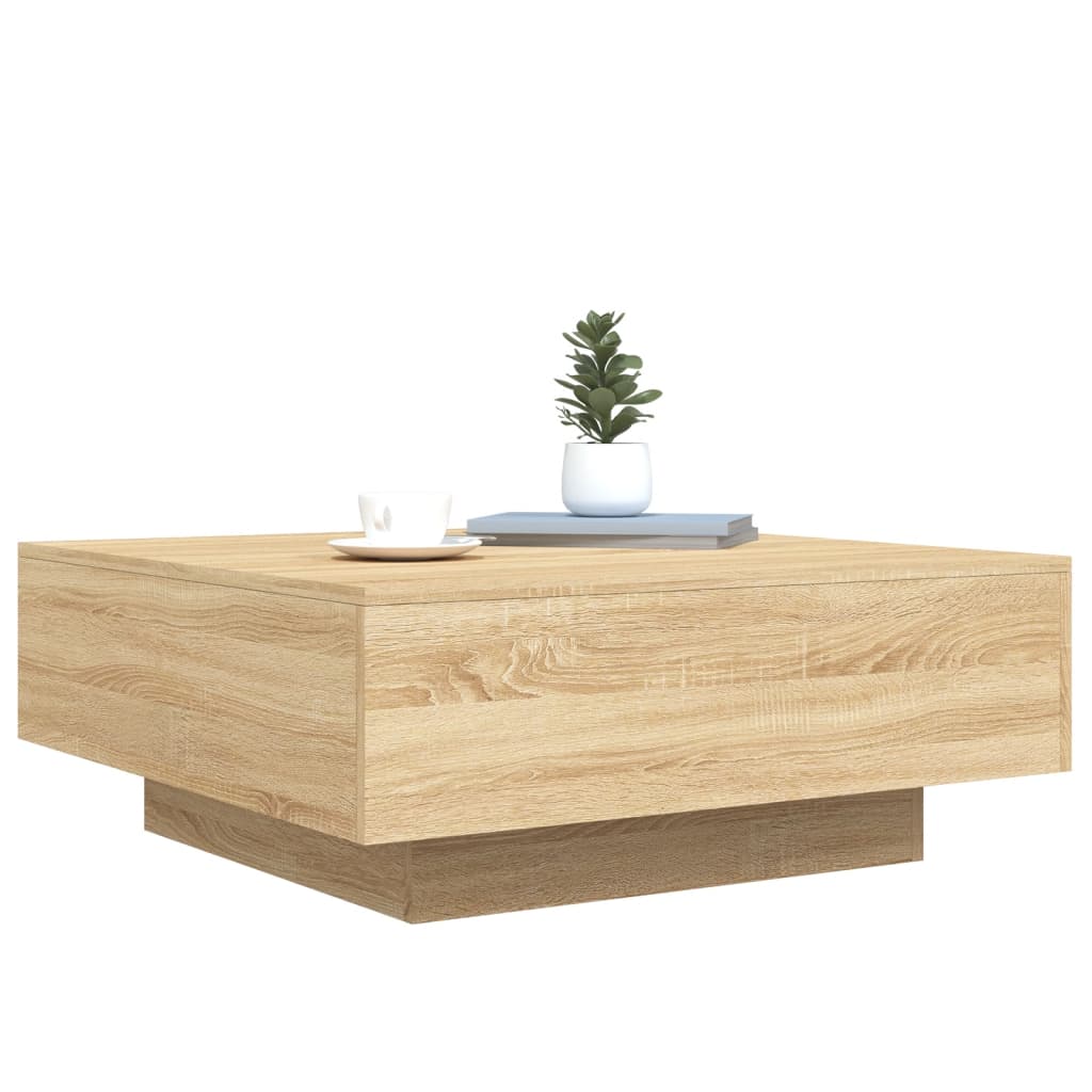vidaXL Măsuță de cafea cu lumini LED, stejar sonoma, 80x80x31 cm vidaXL Măsuță de cafea cu lumini LED, stejar sonoma, 80x80x31 cm