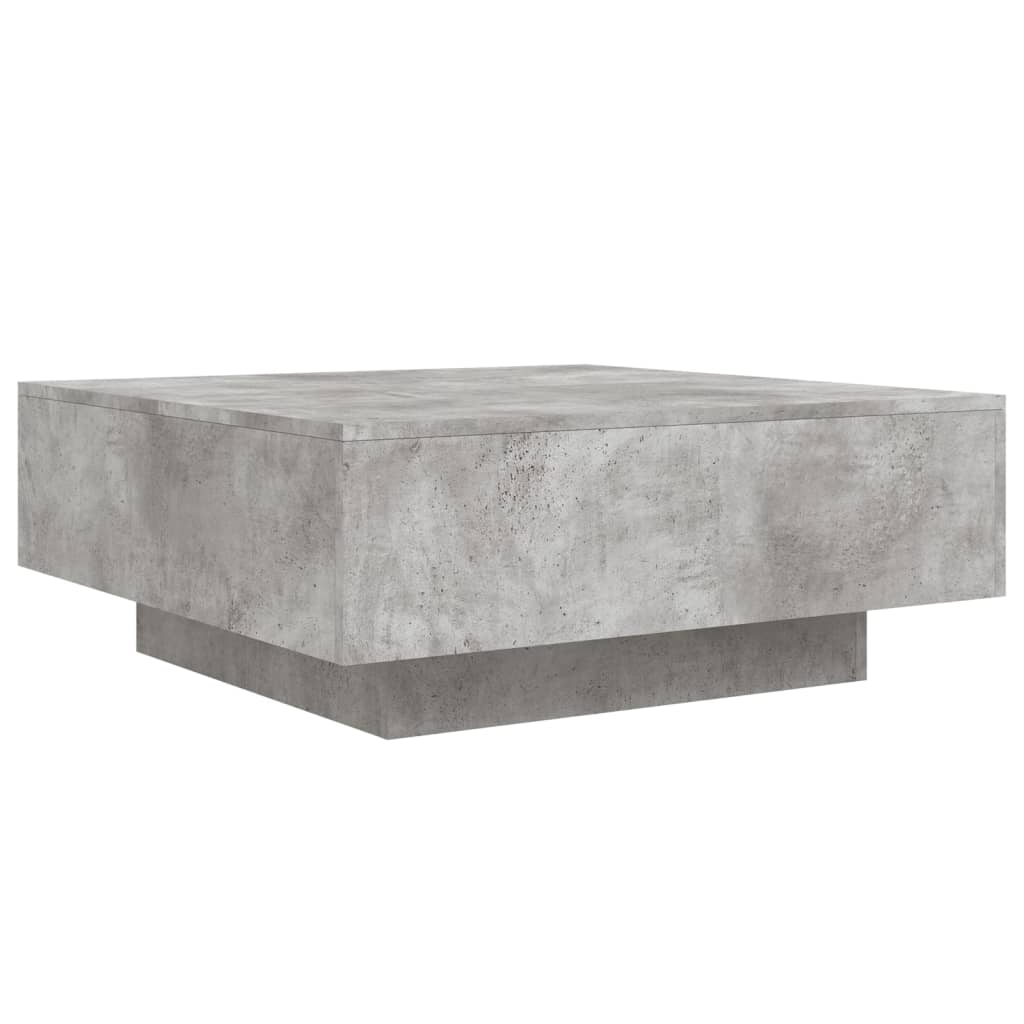 vidaXL Măsuță de cafea cu lumini LED, gri beton, 80x80x31 cm