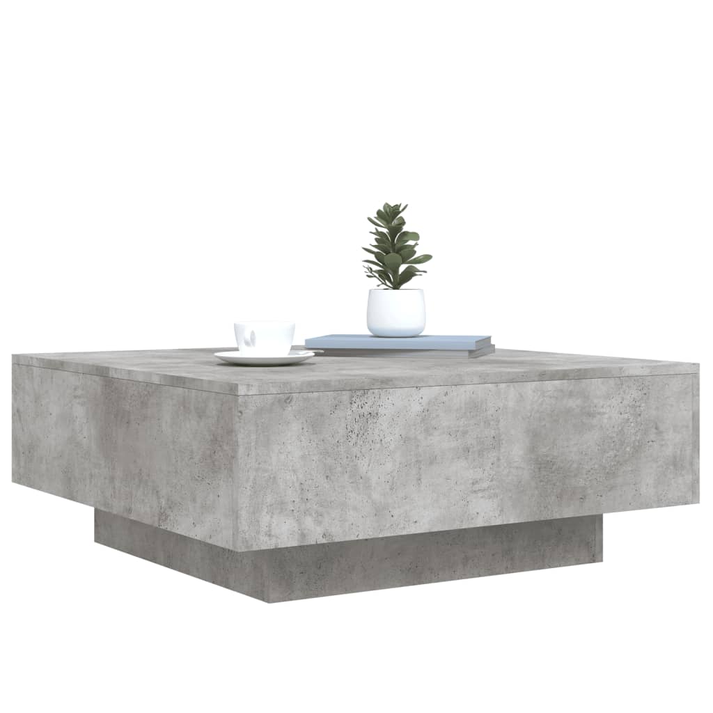 vidaXL Măsuță de cafea cu lumini LED, gri beton, 80x80x31 cm
