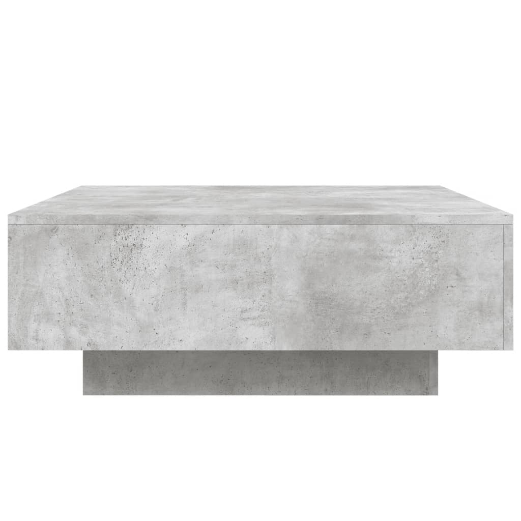 vidaXL Măsuță de cafea cu lumini LED, gri beton, 80x80x31 cm