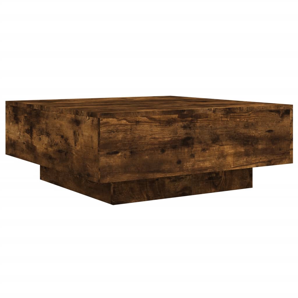 vidaXL Măsuță de cafea cu lumini LED, stejar fumuriu, 80x80x31 cm vidaXL Măsuță de cafea cu lumini LED, stejar fumuriu, 80x80x31 cm