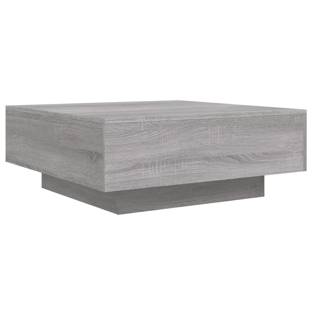 vidaXL Măsuță de cafea cu lumini LED, gri sonoma, 80x80x31 cm