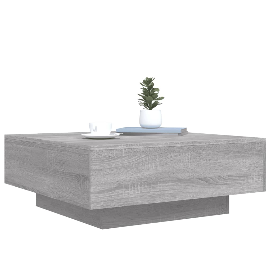 vidaXL Măsuță de cafea cu lumini LED, gri sonoma, 80x80x31 cm