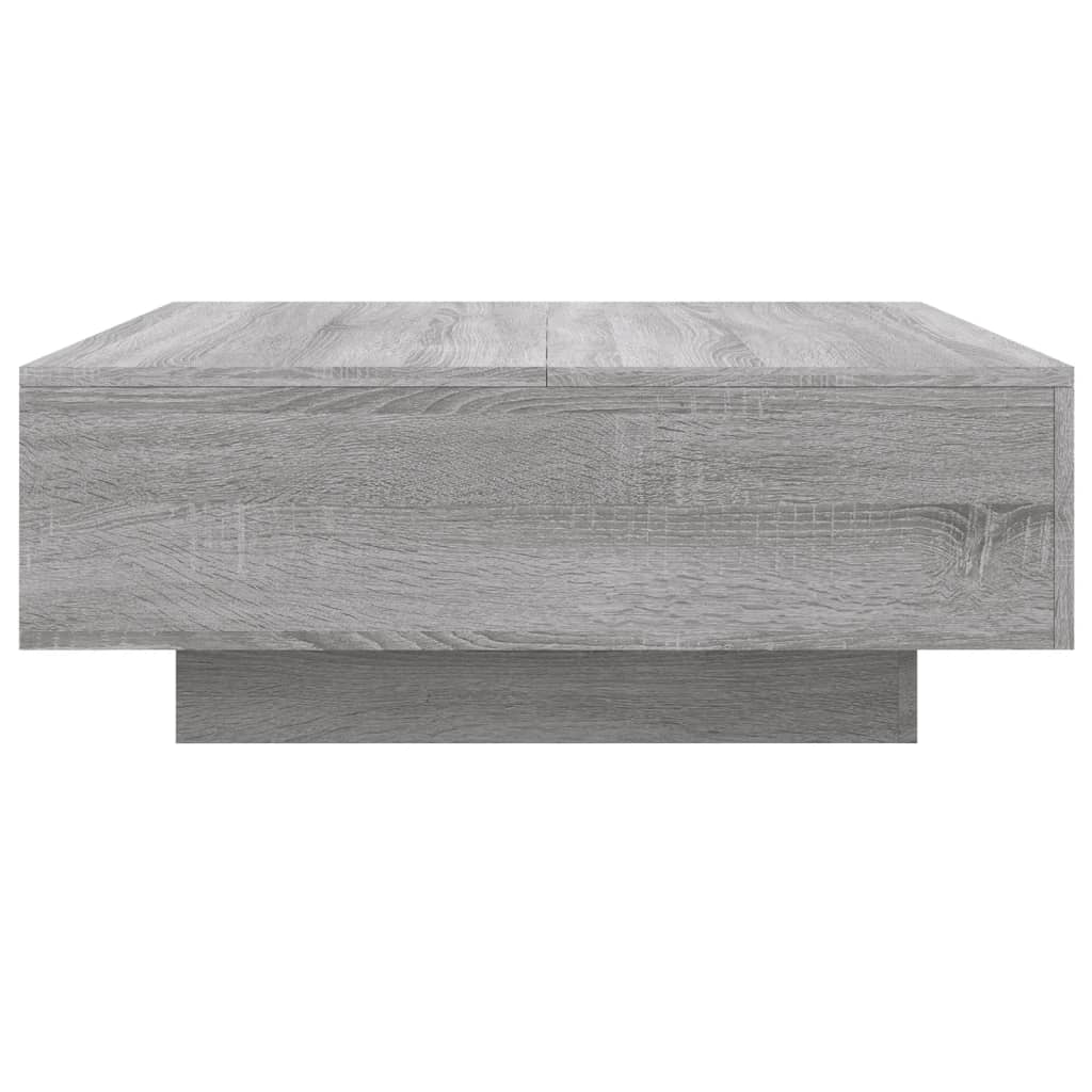 vidaXL Măsuță de cafea cu lumini LED, gri sonoma, 80x80x31 cm