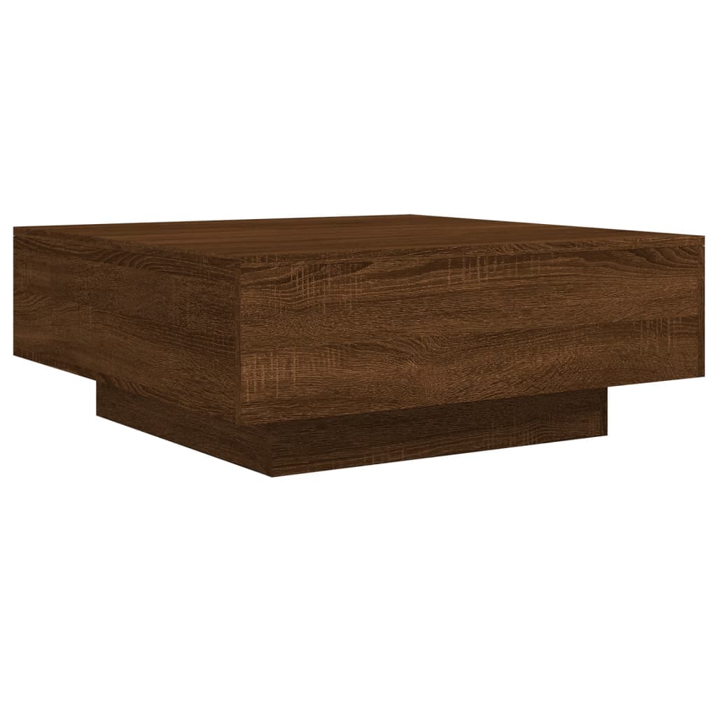 vidaXL Măsuță de cafea cu lumini LED, stejar maro, 80x80x31 cm
