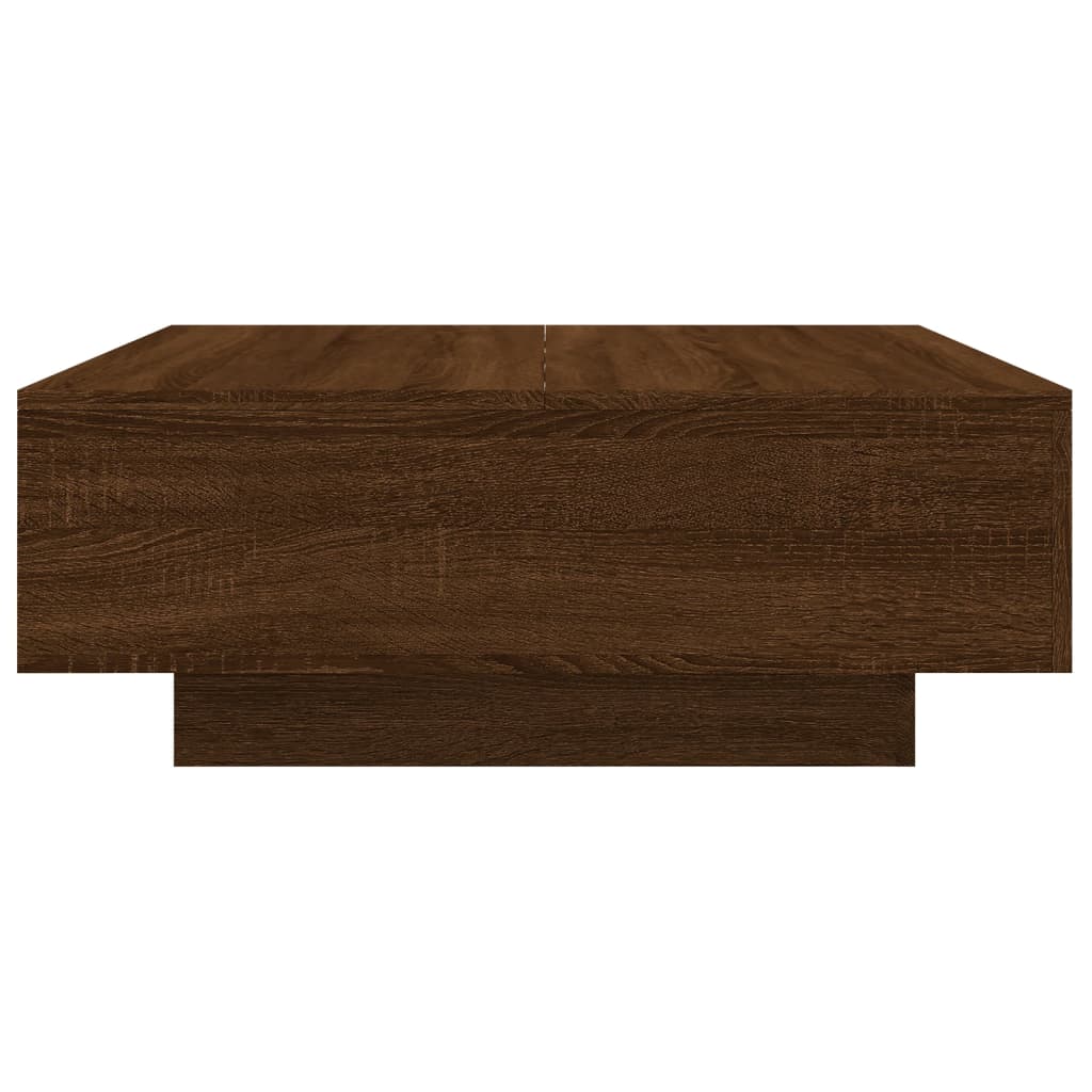 vidaXL Măsuță de cafea cu lumini LED, stejar maro, 80x80x31 cm