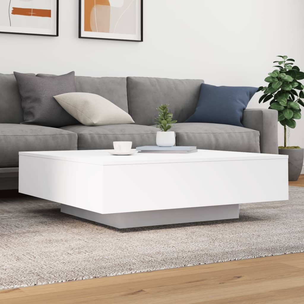 vidaXL Măsuță de cafea cu lumini LED, alb, 100x100x31 cm vidaXL Măsuță de cafea cu lumini LED, alb, 100x100x31 cm
