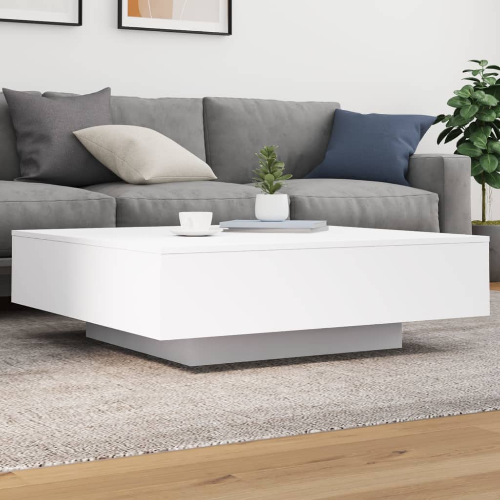 vidaXL Măsuță de cafea cu lumini LED, alb, 100x100x31 cm vidaXL Măsuță de cafea cu lumini LED, alb, 100x100x31 cm