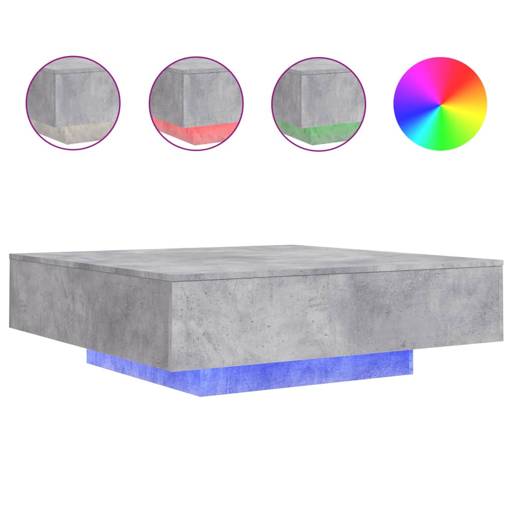 vidaXL Măsuță de cafea cu lumini LED, gri beton, 100x100x31 cm vidaXL Măsuță de cafea cu lumini LED, gri beton, 100x100x31 cm