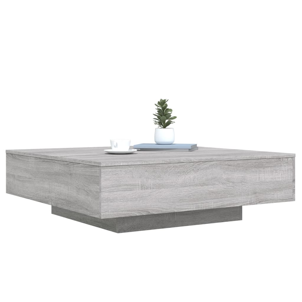 vidaXL Măsuță de cafea cu lumini LED, gri sonoma, 100x100x31 cm