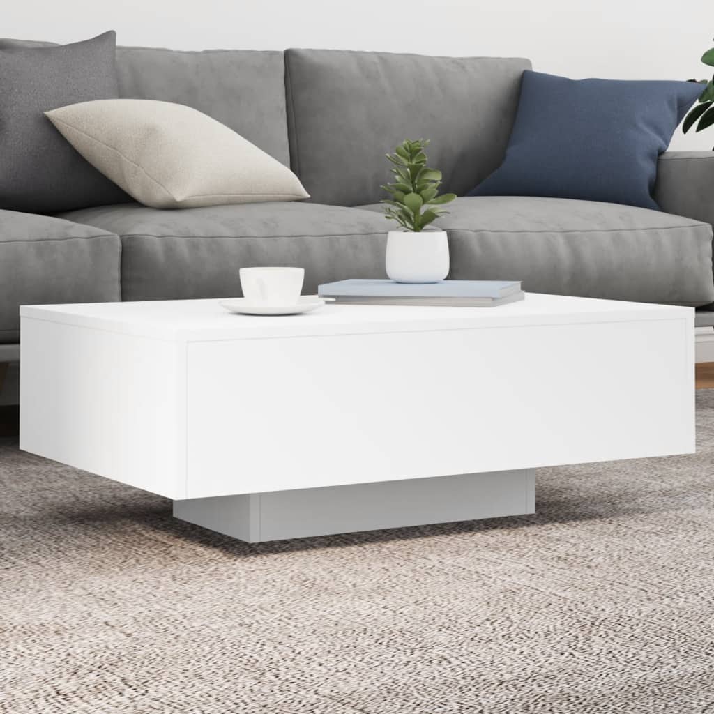 vidaXL Măsuță de cafea cu lumini LED, alb, 85x55x31 cm vidaXL Măsuță de cafea cu lumini LED, alb, 85x55x31 cm