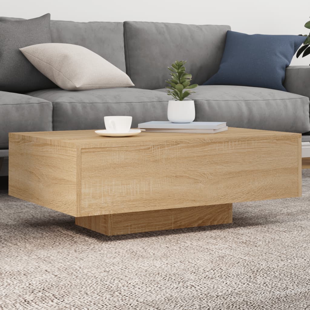 vidaXL Măsuță de cafea cu lumini LED, stejar sonoma, 85x55x31 cm vidaXL Măsuță de cafea cu lumini LED, stejar sonoma, 85x55x31 cm