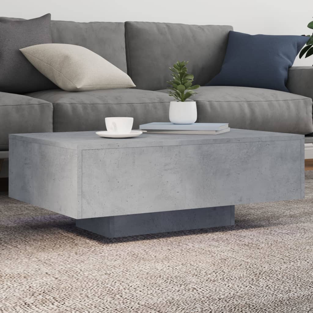 vidaXL Măsuță de cafea cu lumini LED, gri beton, 85x55x31 cm vidaXL Măsuță de cafea cu lumini LED, gri beton, 85x55x31 cm