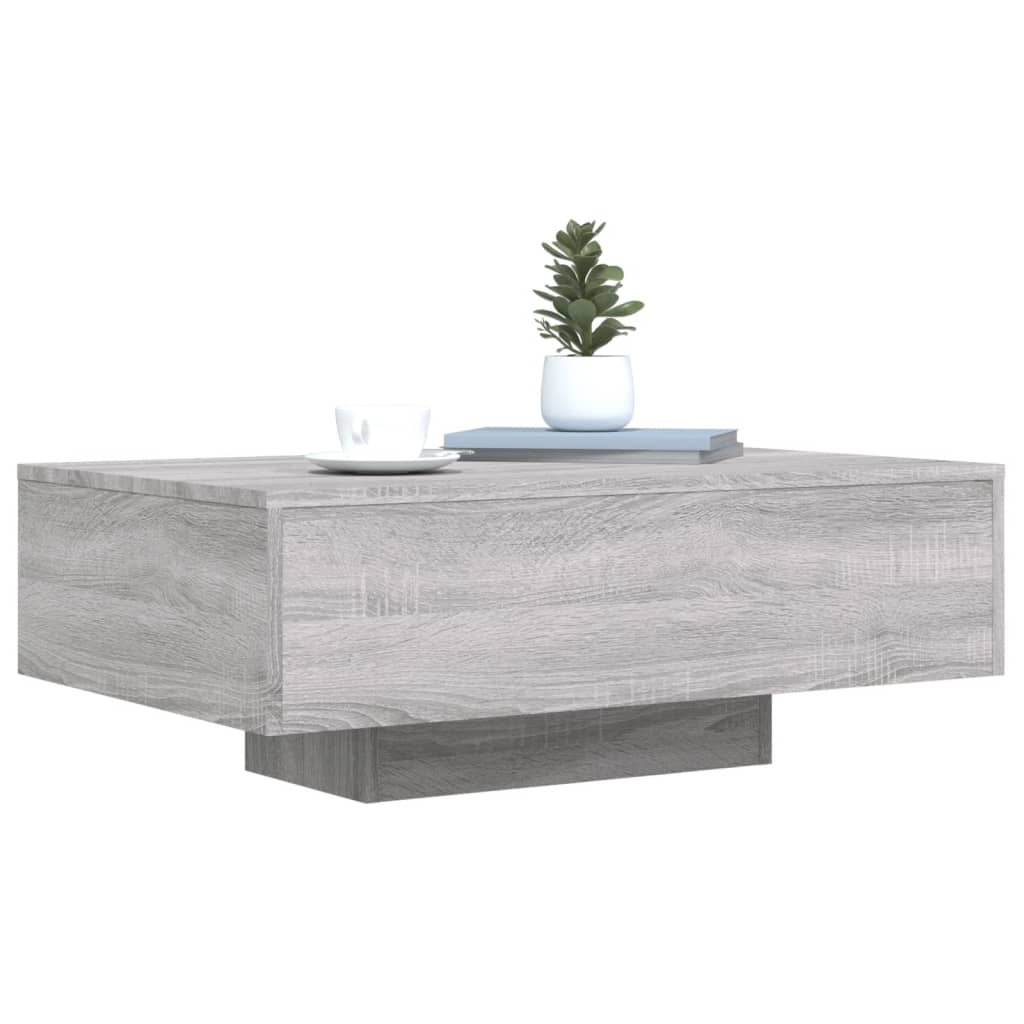 vidaXL Măsuță de cafea cu lumini LED, gri sonoma, 85x55x31 cm vidaXL Măsuță de cafea cu lumini LED, gri sonoma, 85x55x31 cm