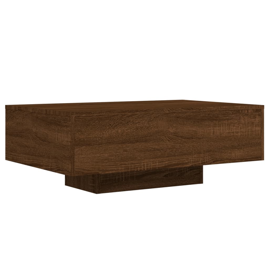 vidaXL Măsuță de cafea cu lumini LED, stejar maro, 85x55x31 cm