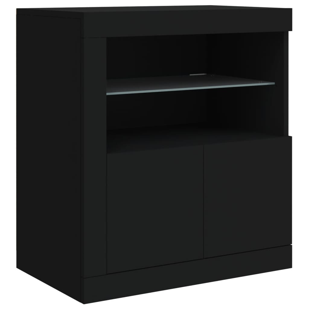 vidaXL Servantă cu lumini LED, negru, 60,5x37x67 cm vidaXL Servantă cu lumini LED, negru, 60,5x37x67 cm