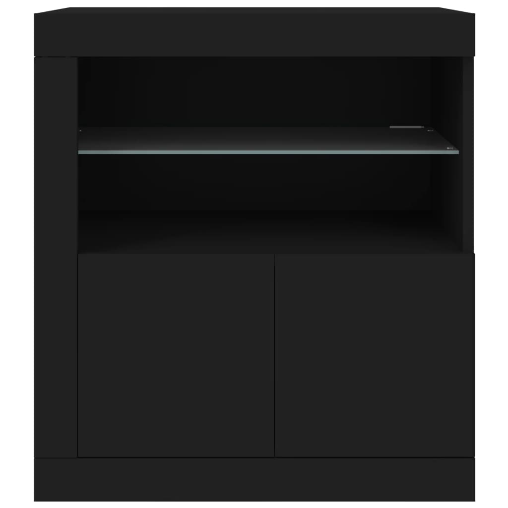 vidaXL Servantă cu lumini LED, negru, 60,5x37x67 cm vidaXL Servantă cu lumini LED, negru, 60,5x37x67 cm