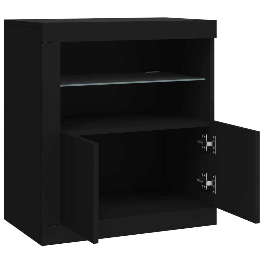 vidaXL Servantă cu lumini LED, negru, 60,5x37x67 cm vidaXL Servantă cu lumini LED, negru, 60,5x37x67 cm